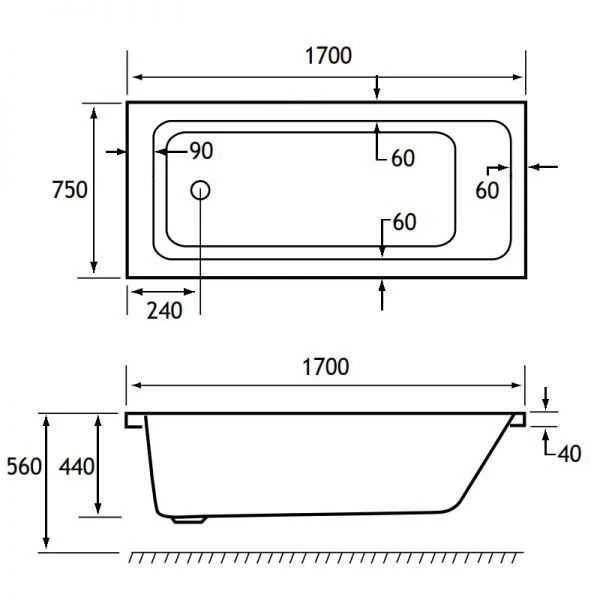 Beaufort Portland 1700 X 750 Single Ended Bath 5 Beaufort Portland 1700 X 750 Single Ended Bath - Image 3