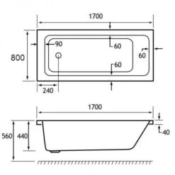 Beaufort Portland 1700 X 800 Single Ended Bath -Burlington Bath Shop portland 1700x800 tech