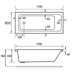Beaufort Portland 1700 X 900 Single Ended Bath -Burlington Bath Shop portland 1700x900 tech