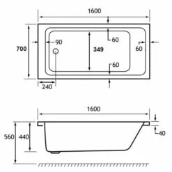 Beaufort Portland 1600 X 700 Beauforte Reinforced Bath 8 Beaufort Portland 1600 X 700 Beauforte Reinforced Bath -Burlington Bath Shop portland se tech 1600x700 1