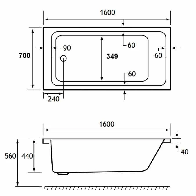 Beaufort Portland 1600 X 700 Beauforte Reinforced Bath 5 Beaufort Portland 1600 X 700 Beauforte Reinforced Bath - Image 3