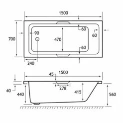 Beaufort Portland 1500 X 700 Single Ended Bath With Grips 7 Beaufort Portland 1500 X 700 Single Ended Bath With Grips -Burlington Bath Shop portland se tg 1500x700 tech