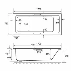 Beaufort Portland 1700 X 750 Beauforte Reinforced Bath With Grips -Burlington Bath Shop portland se tg 1700x750 tech 1