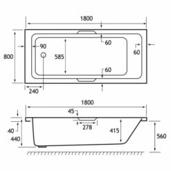 Beaufort Portland 1800 X 800 Beauforte Reinforced Bath With Grips -Burlington Bath Shop portland se tg 1800x800 tech 1