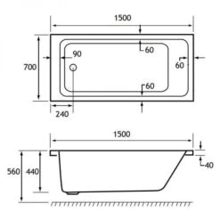 Beaufort Portland 1500 X 700 Single Ended Bath -Burlington Bath Shop portland 1500x700 tech 1