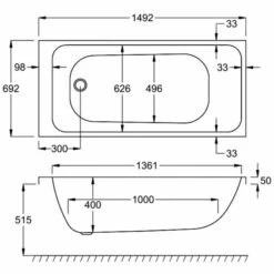 Carron Profile 1500 X 700 Single Ended Bath - Carronite -Burlington Bath Shop profile 1500x700 technical