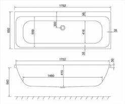 Carron Profile Duo 1800 X 700 Double Ended Bath - 5mm -Burlington Bath Shop profile de 1800x700 technical