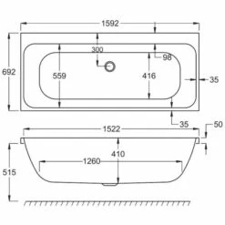 Carron Profile Duo 1600 X 700 Double Ended Bath - 5mm 8 Carron Profile Duo 1600 X 700 Double Ended Bath - 5mm -Burlington Bath Shop profile duo 1600x700 technical