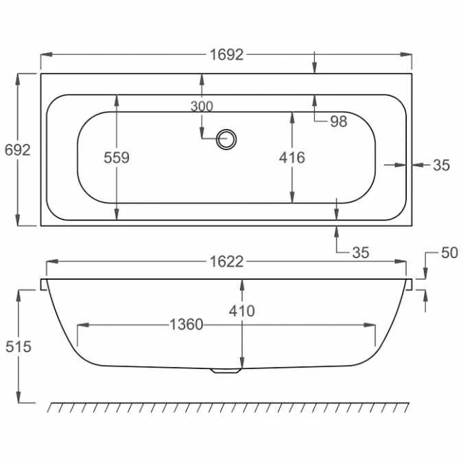 Carron Profile Duo 1700 X 700 Double Ended Bath - Carronite 5 Carron Profile Duo 1700 X 700 Double Ended Bath - Carronite - Image 3