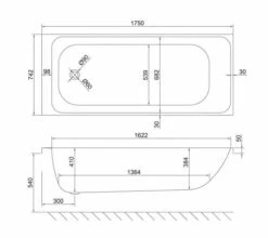 Carron Profile 1750 X 750 Single Ended Bath - 5mm -Burlington Bath Shop profile se 1750x750 technical