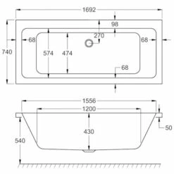Carron Quantum Duo 1700 X 750 Double Ended Bath - 5mm 12 Carron Quantum Duo 1700 X 750 Double Ended Bath - 5mm -Burlington Bath Shop quantum duo 750 technical