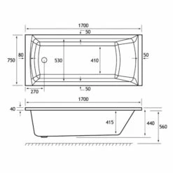 Beaufort Rockall 1700 X 750 Beauforte Reinforced Bath -Burlington Bath Shop rockall se 1700x750 tech 1