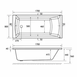 Beaufort Rockall 1700 X 800 Beauforte Reinforced Bath -Burlington Bath Shop rockall se 1700x800 tech 1