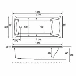 Beaufort Rockall 1800 X 800 Beauforte Reinforced Bath -Burlington Bath Shop rockall se 1800x800 tech 1