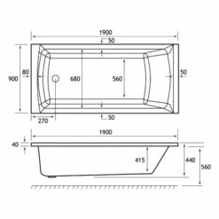 Beaufort Rockall 1900 X 900 Single Ended Bath 7 Beaufort Rockall 1900 X 900 Single Ended Bath -Burlington Bath Shop rockall se 1900x900 tech
