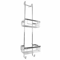 Roman RSB01 Chrome Double Hanging Shower Basket With Hooks