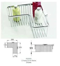 Roman L Shaped Corner Chrome Shower Basket - RSB04 7 Roman L Shaped Corner Chrome Shower Basket - RSB04 -Burlington Bath Shop rsb04 tech rd