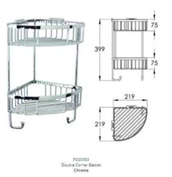 Roman Double Corner Shower Basket With Hook- RSB05 - Chrome 11 Roman Double Corner Shower Basket With Hook- RSB05 - Chrome -Burlington Bath Shop rsb05 tech rd