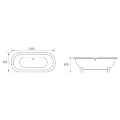 Runner Traditional 1690mm Roll Top Bath Chrome Feet -Burlington Bath Shop runner tech 1