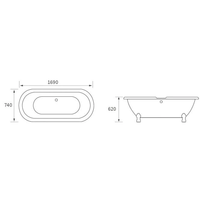 Runner Black Traditional 1690mm Freestanding Bath Chrome Feet 8 Runner Black Traditional 1690mm Freestanding Bath Chrome Feet - Image 6