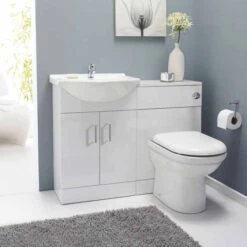 Classic White Gloss Bathroom Furniture Pack Inc Cistern, Toilet Pan, Seat & Basin - Nuie -Burlington Bath Shop sat001