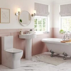 Saxony Closed Coupled Fully Shrouded Toilet & Soft Close Seat 8 Saxony Closed Coupled Fully Shrouded Toilet & Soft Close Seat -Burlington Bath Shop saxony lifestyle1