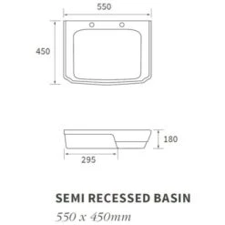 Shetland 550x450mm 2TH Semi Recessed Basin 7 Shetland 550x450mm 2TH Semi Recessed Basin -Burlington Bath Shop shetland 550 semi inset basin tech