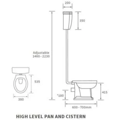 Shetland High Level Toilet & Standard Soft Close Seat -Burlington Bath Shop shetland high level wc standard seat tech