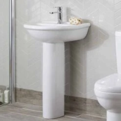 Skara 560 Basin & Pedestal - Highlife Bathrooms