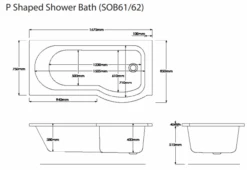 Vitra & Sommer 1675mm P Shape Shower Bath Complete Suite -Burlington Bath Shop sommer showerbath tech