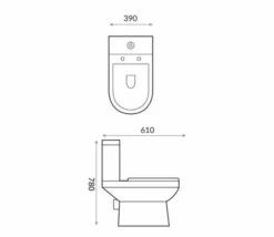 Space Semi-Rimless Short Projection Open Back Toilet Inc Soft Close Seat 15 Space Semi-Rimless Short Projection Open Back Toilet Inc Soft Close Seat -Burlington Bath Shop space spec 1
