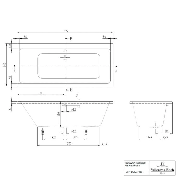 Villeroy & Boch Subway 1800 X 800mm Double Ended Bath 6 Villeroy & Boch Subway 1800 X 800mm Double Ended Bath - Image 4