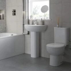 Termond 550x400mm 1TH Basin & Full Pedestal -Burlington Bath Shop termond lifestyle 1
