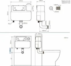 Torrent Comfort Height Concealed Cistern - Dual Flush - Bottom Inlet - Vortex TR9008 -Burlington Bath Shop tr900 spec