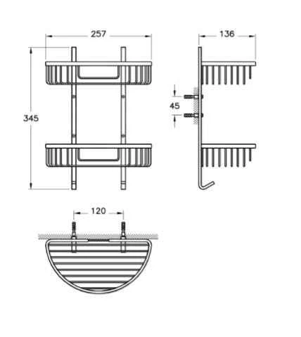 VitrA Arkitekta Double Wall Shower Basket 44053 5 VitrA Arkitekta Double Wall Shower Basket 44053 - Image 3