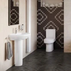 Whistle Closed Coupled Toilet & Soft Close Seat -Burlington Bath Shop whistle lifestyle 2