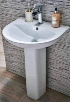 Zili 550mm 1 Tap Hole Basin & Full Pedestal