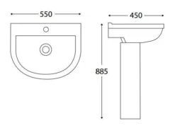 Zili 550mm 1 Tap Hole Basin & Full Pedestal 7 Zili 550mm 1 Tap Hole Basin & Full Pedestal -Burlington Bath Shop zili basin spec